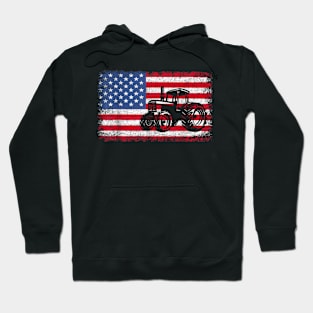 Farm Tractors USA Flag Patriotic Farming Gift Men Women Boys Hoodie